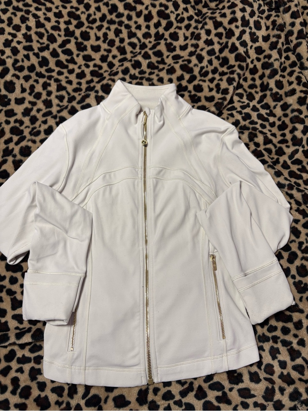 lululemon athletica White Bomber Jacket with Gold Zippers - Picture 2 of 2